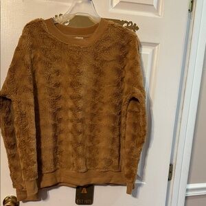 Como Vintage textured pullover warm brown top; size: XL